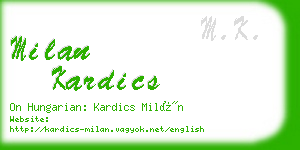 milan kardics business card